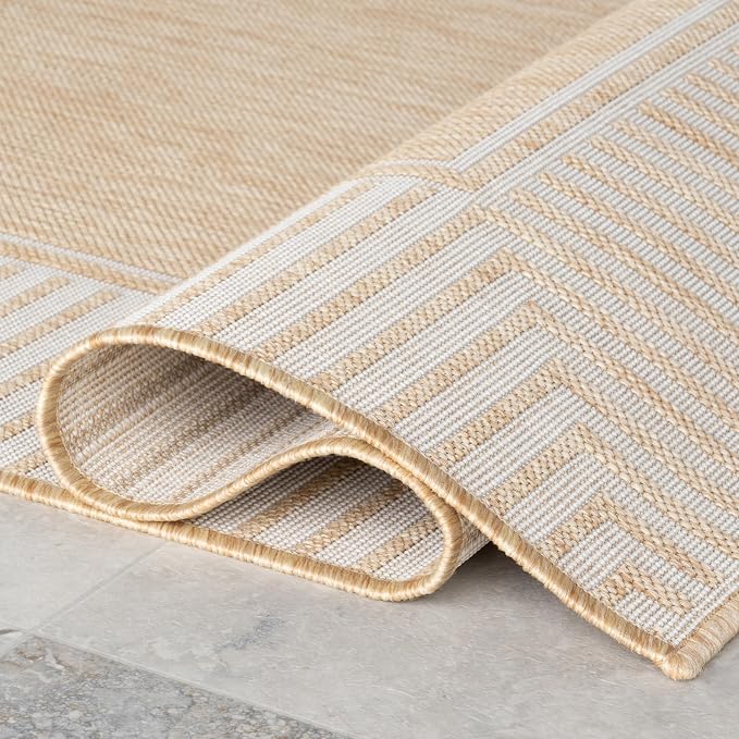 Nuloom Asha Tan/Ivory, Striped Border, Soft and Cozy, High Traffic, Stain - Image 7