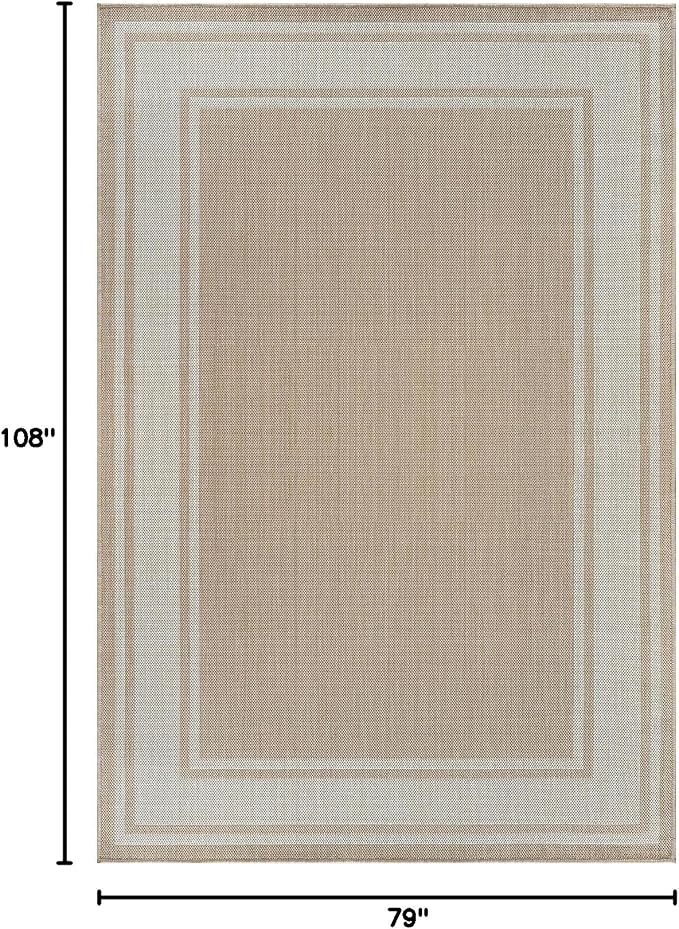 Beverly Rug Outdoor Rug 6x9 Modern Bordered Area Rugs - Image 2