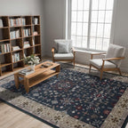 6x9 Washable Blue Area Rug for Living Room Bedroom, Boho Dining Room Rugs for - Image 4