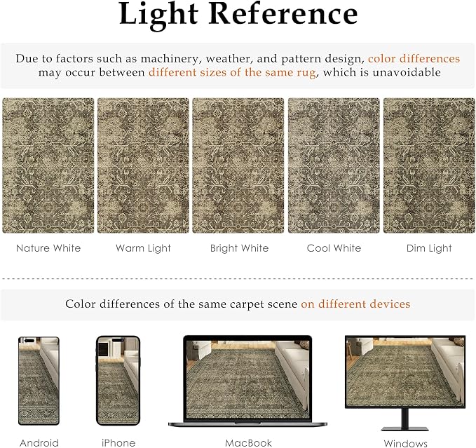 Light Brown Entryway Area Rug 2x3 Vintage Indoor Kitchen Washable Door Mat - Image 2