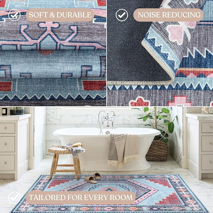 Fame Living Washable Area Rug. Modern Farmhouse. Vintage. Turkish. Bohemian. - Image 5