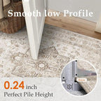 Taupe Runner Rug 2x6 Hallway Kitchen Washable Vintage Carpet Non Slip Retro - Image 7
