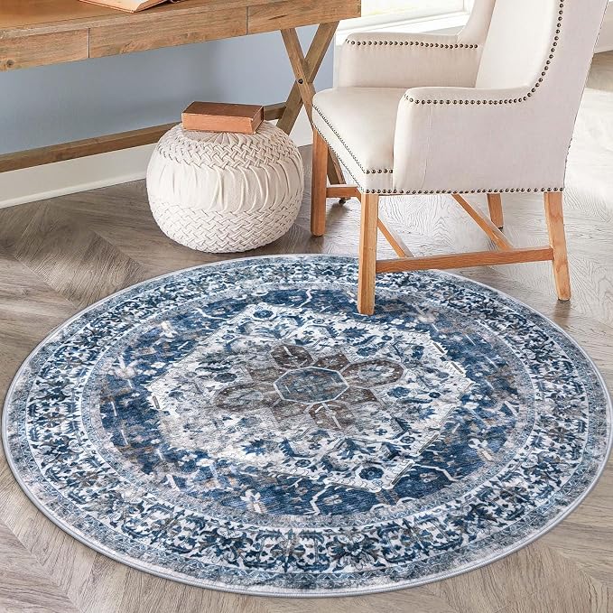 KOZYFLY Round Rug 6 Ft Rugs for Entryway Washable Circle Rug Non Slip Round - Image 2