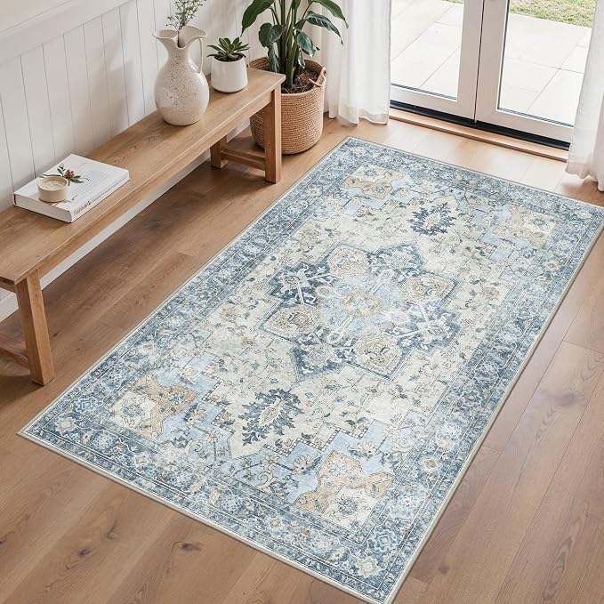 4x6 Area Rugs for Living Room, Machine Washable Rug, Non Slip Vintage Rugs - Image 4