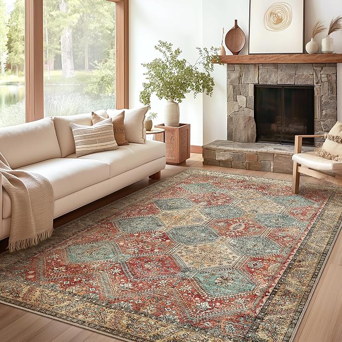 Bavni 6x9 Area Rugs for Living Room, Machine Washable Rug Non Slip, Vintage by BAVNI