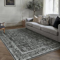 Dark Black Area Rug 5x7 Machine Washable Vintage Living Room Distressed Non by PureCozy