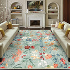 Green Area Rug 8x10 Floral Washable Living Room Kitchen Boho Carpet Non Slip - Image 6