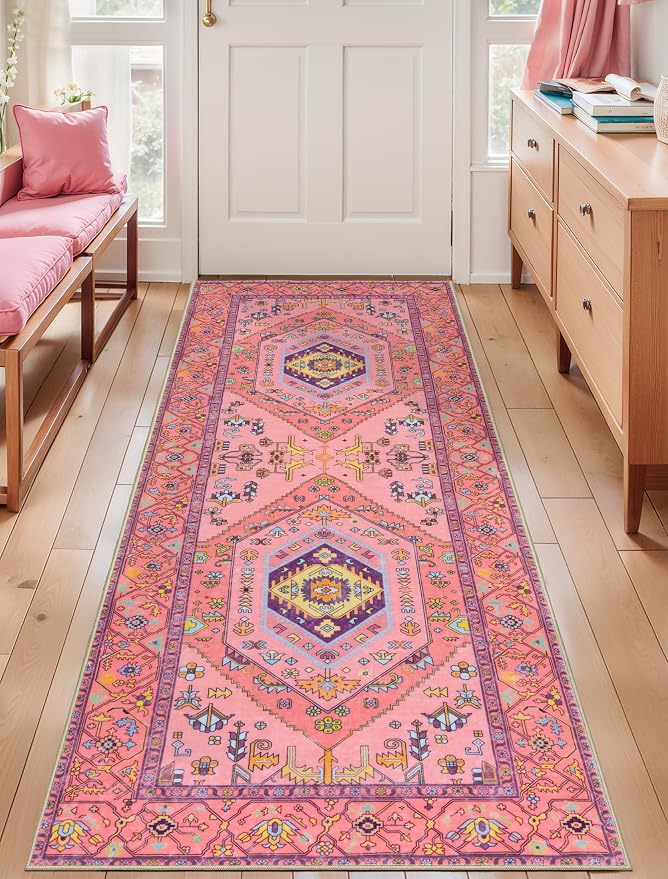 SERISSA Washable Kitchen Runner Rug, 2x5 Non-Slip Fuchsia Pink Runner Rugs - Image 6