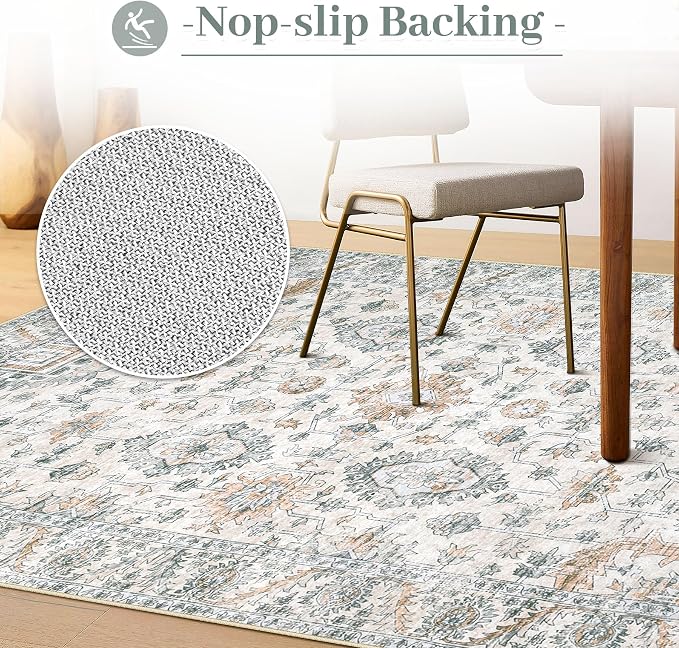 Area Rug 9x12 Living Room Rug, Machine Washable Vintage Distressed Boho Area - Image 7