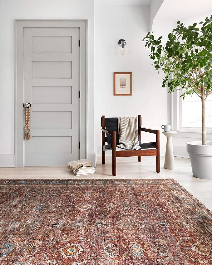 Loloi Layla Collection LAY-01 Brick/Blue 9'-0" x 12'-0" .13" Thick Area Rug - Image 9