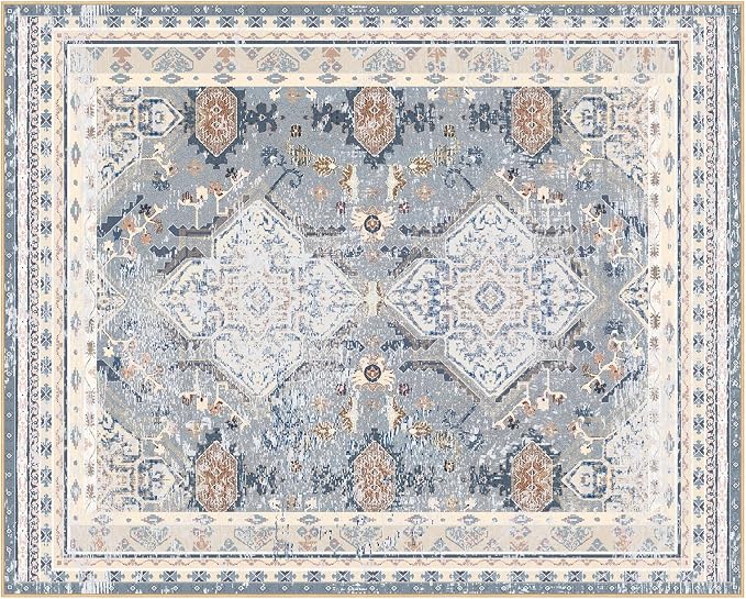 Phantoscope Washable Area Rug 8'x10' Non-Slip, Vintage Neutral Rugs - Image 2