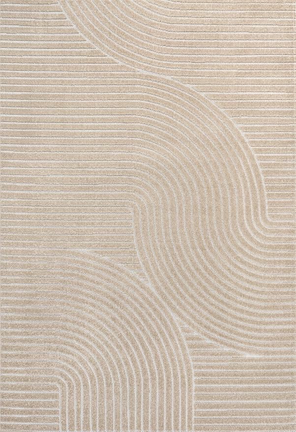 JONATHAN Y Hallie High-Low Curve Beige/Cream 5x8 Indoor/Outdoor Area Rug - Image 12