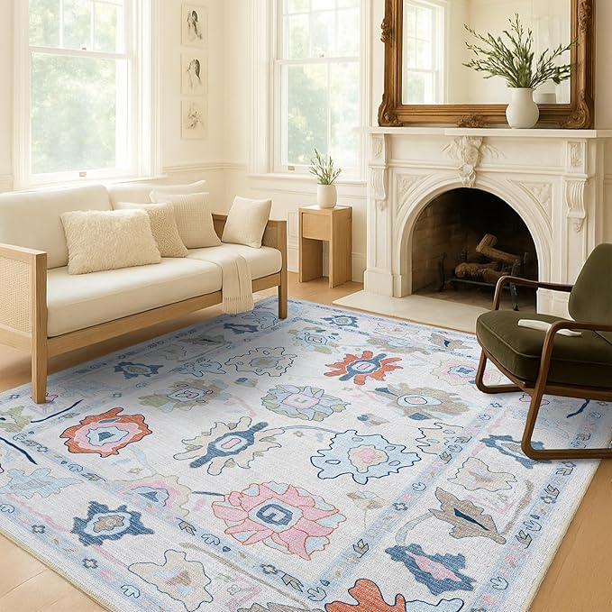 Fame Living Cream Oushak Rug, Modern Small Rugs, Door Mat, Doormat - Image 2