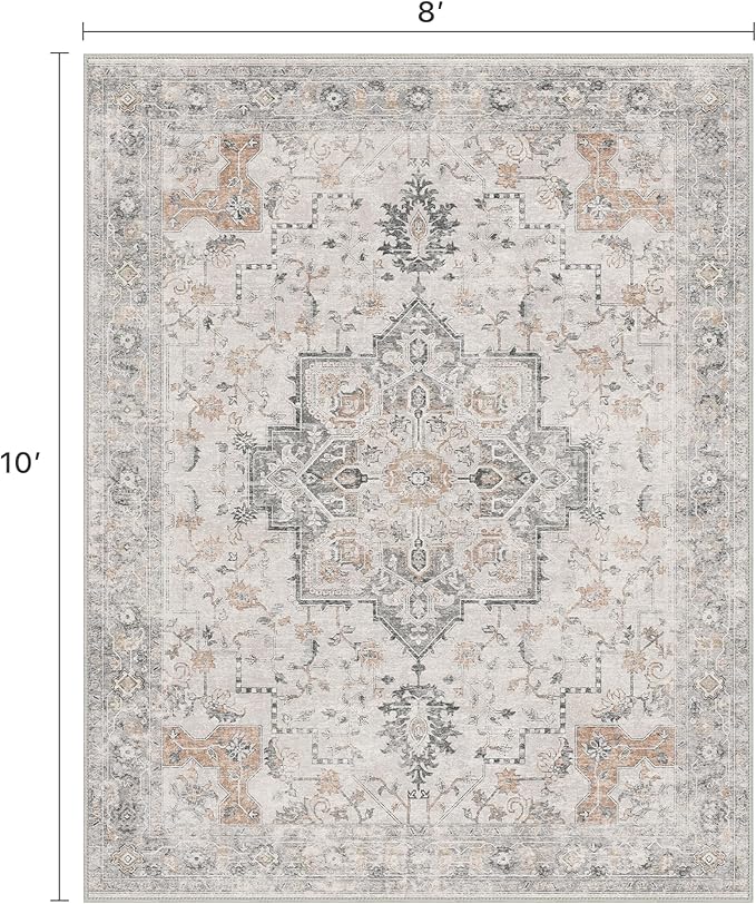 8x10 Area Rugs for Living Room, Machine Washable Non Slip Vintage Rugs - Image 2