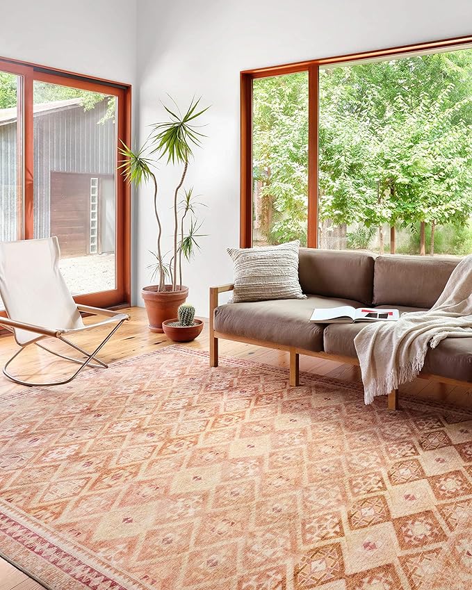 Loloi Layla Collection LAY-16 Natural/Spice 3'-6" x 5'-6" .13" Thick Accent Rug by Loloi