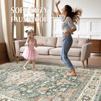 12x15 Area Rug Living Room: Machine Washable Boho Large Vintage Soft Rugs Stain - Image 3