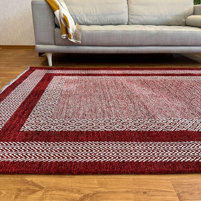Alfa Rich 7x10 Red Burgundy Washable Area Rugs - Image 3