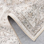 Beige Area Rug 6x9 Washable Vintage Carpet - Image 9