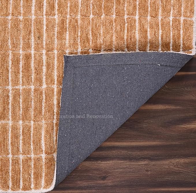 Hand-Tufted 100% Wool Area Rug – Unique Modern Geometric Grid Pattern, Soft - Image 4