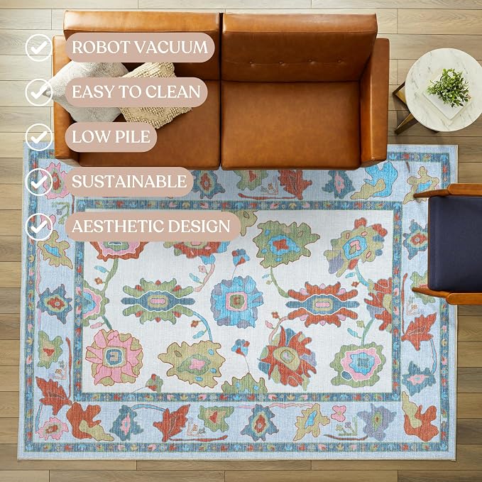 Fame Living Colorful Oushak Runner Rug, Modern Runners, Runner - Image 3