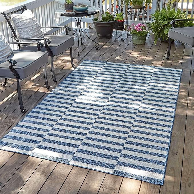 Unique Loom Outdoor Collection Classic Stripes, Transitional Indoor & Outdoor by UniqueLoom