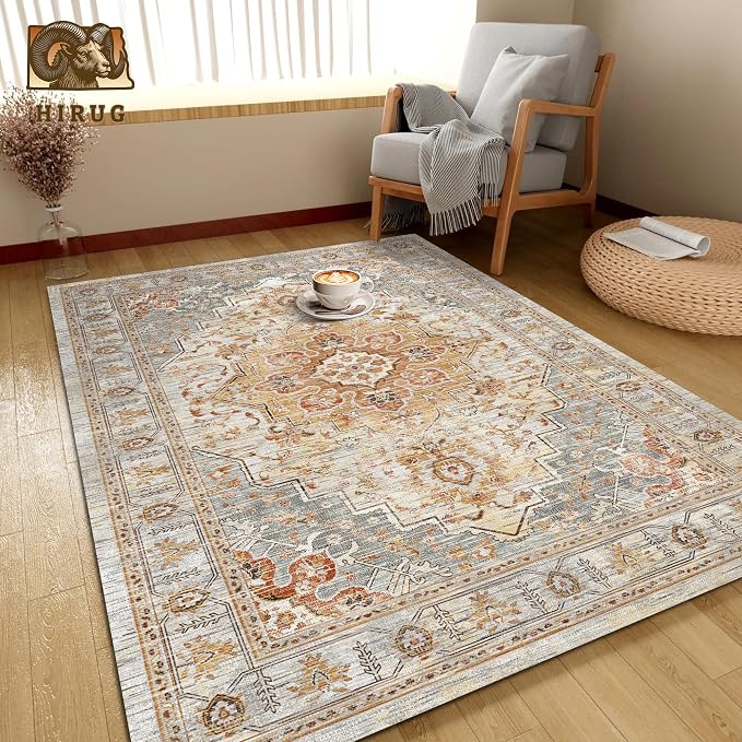 Washable Area Rug 4' x 6' Vintage Traditional Persian Mat - Image 4