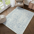 Blue Area Rug 4x6 Office Entryway Rug Machine Washable Kitchen Vintage - Image 5