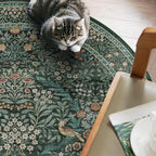 4ft Round Area Rugs for Living Room, Washable Floral Circle Rug Non Slip Low - Image 3