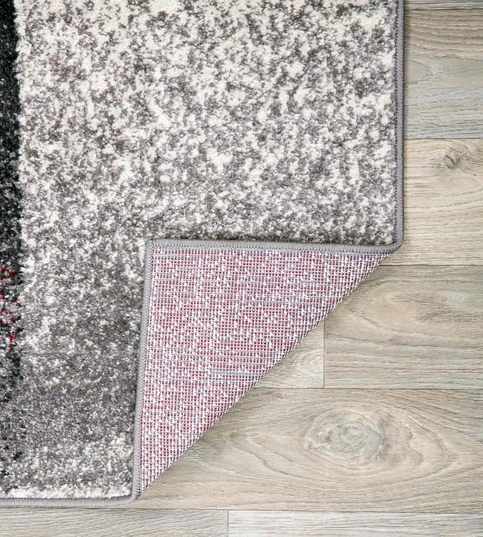 Rugshop Gray Modern Distressed Boxes Area Rug, Cozy Non-Shedding Pile - Image 5