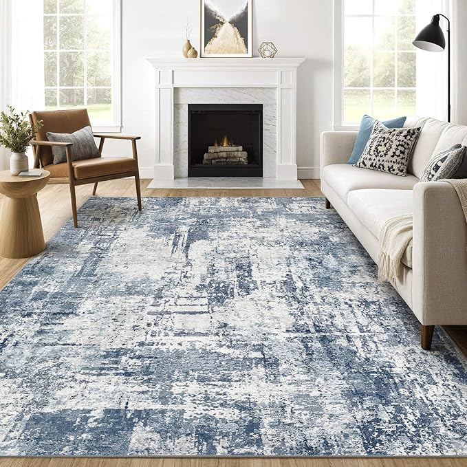 8x10 Area Rugs Living Room: Washable Large Abstract Soft Rug Stain Resistant by LOONGRUG
