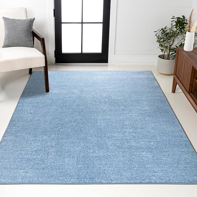 JONATHAN Y Haze Solid Low-Pile Classic Blue Indoor Area Rug 10x14, Minimalist by JONATHANY