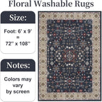 6x9 Washable Blue Area Rug for Living Room Bedroom, Boho Dining Room Rugs for - Image 5