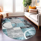 Rugshop Contemporary Abstract Circle Design Soft Oval Area Rug 5' x 7' Gray - Image 6