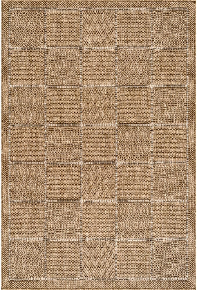 Beverly Rug Easy Jute Checkered Squared Rug 5x7 Washable Durable Indoor Outdoor - Image 2