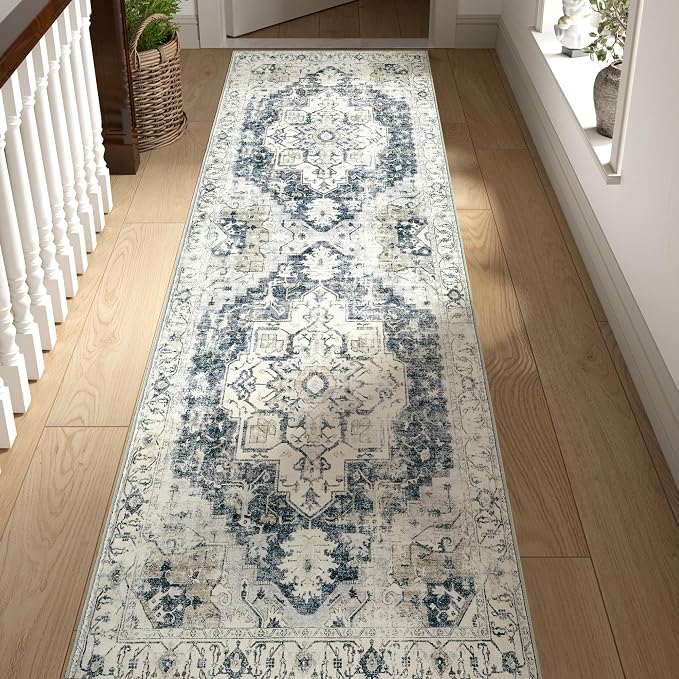 jinchan Kelda Runner Rug 3x8 Washable Rug Soft Hallway Runner Indoor Vintage by JINCHAN