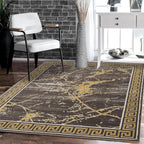 GLORY RUGS Area Rugs Marble 2x7 Brown Carpet Modern Abstract Rug Living Room by GLORYRUGS
