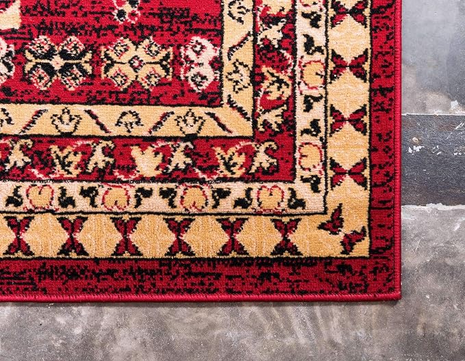 Unique Loom Taftan Collection Border Geometric Tribal Inspired Design Area Rug - Image 9