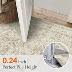 Taupe 2x6 Runner Rug Vintage Area Carpet Hallway Indoor Kitchen Washable Low - Image 2