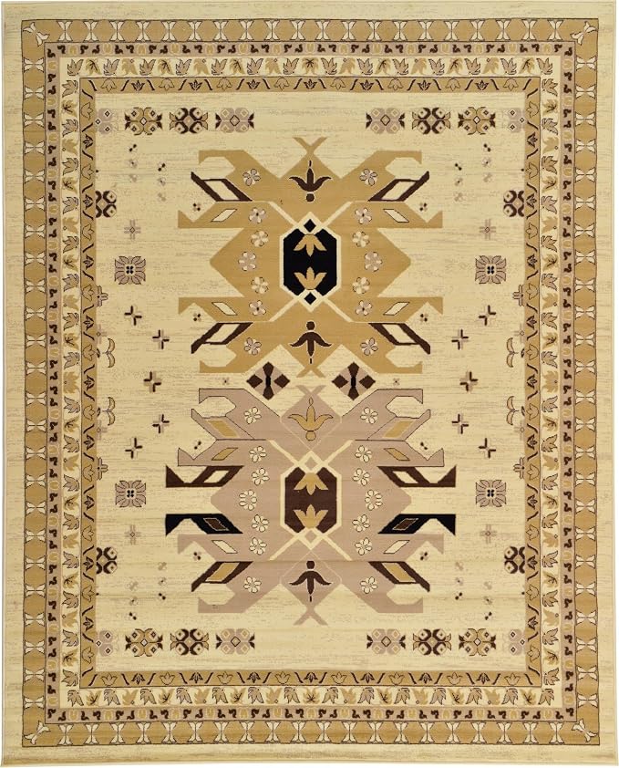 Unique Loom Taftan Collection Border Geometric Tribal Inspired Design Area Rug - Image 3