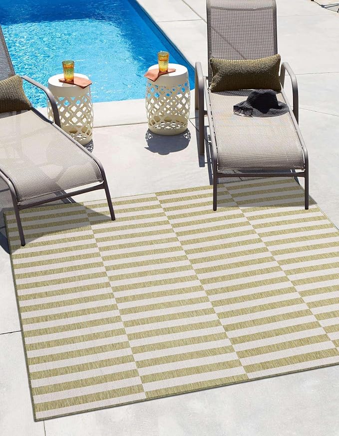 Unique Loom Outdoor Striped Collection Area Rug - Image 5
