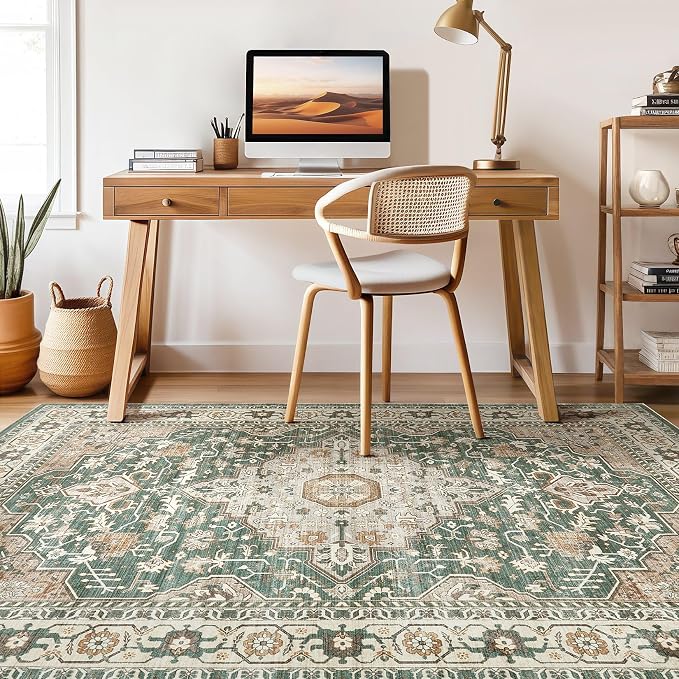 12x15 Area Rug Living Room: Machine Washable Boho Large Vintage Soft Rugs Stain - Image 7