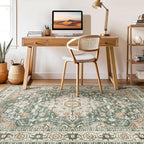 Green Rug Living Room Rugs: 8x10 Washable Boho Large Vintage Soft Stain - Image 7