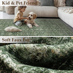 Green Area Rug 4x6 Washable Office Entryway Carpet Soft Vintage Indoor Kitchen - Image 3