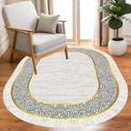Off White Black Gold Indoor Rugs Modern Minimalist Abstract Geometric Pattern - Image 2