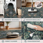 Vintage 4x6 Washable Entryway Rug, Non-Slip Low Pile Stain Resistant Carpet - Image 4