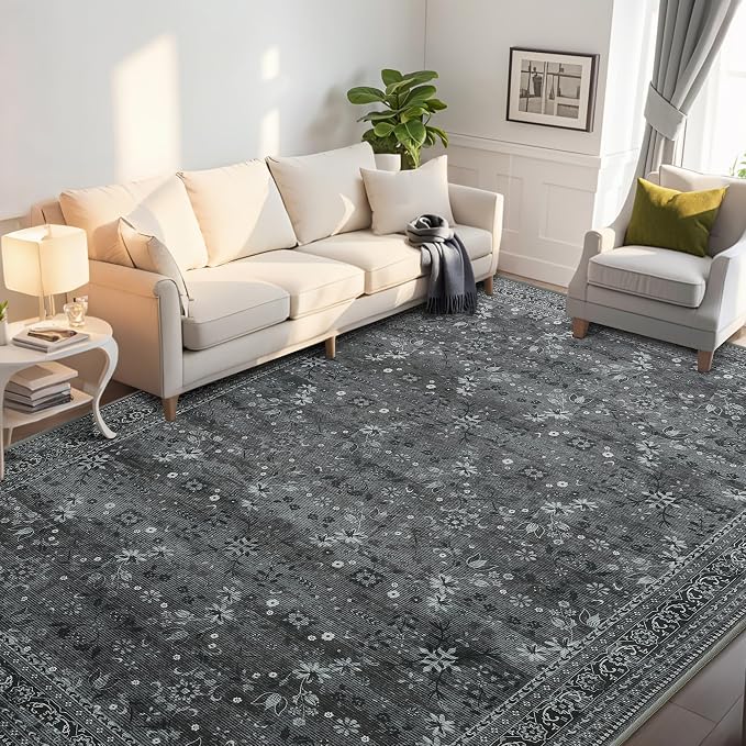5x7 Machine Washable Area Rug for Living Room Bedroom, Vintage Kitchen Rugs Non - Image 7
