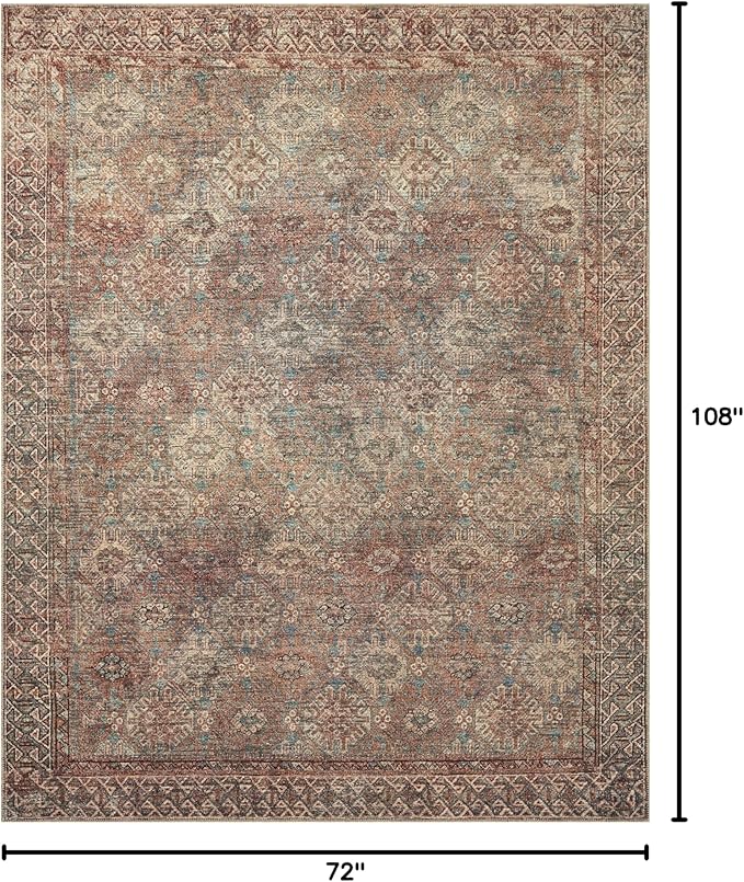 Loloi Amber Lewis Billie Collection, Aqua & Rust 6'-0" x 9'-0" Area Rug – - Image 2