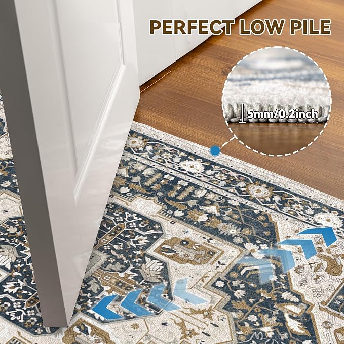 EnHomee 4x6 Washable Area Rugs for Bedroom, Boho Vintage Rugs, Foldable Area - Image 4