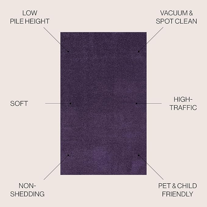 JONATHAN Y Haze Solid Low-Pile Purple 4x6 Oval Indoor Area Rug, Minimalist - Image 2