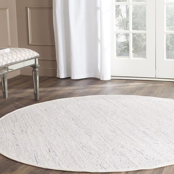 SAFAVIEH Rag Rug Collection 5' Round Ivory/Multi RAR121G Handmade Boho Stripe by SAFAVIEH
